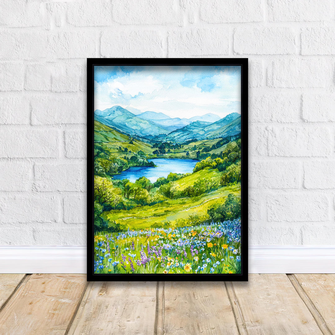 Loughrigg Lake District Travel Poster Print English Countryside Wall Art Scenic Landscape Decor Gift