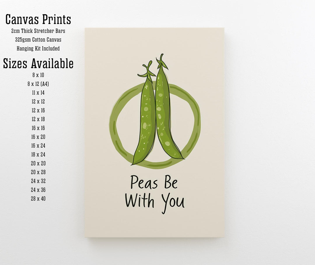 Peas Be With You Poster Funny Vegetable Kitchen Art Whimsical Food Print for Cozy Dining Decor or Cottagecore Homes