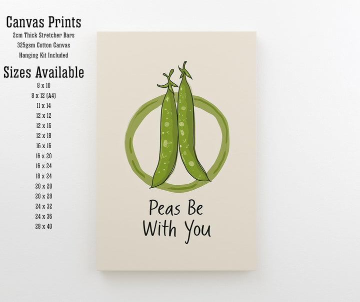 Peas Be With You Poster Funny Vegetable Kitchen Art Whimsical Food Print for Cozy Dining Decor or Cottagecore Homes