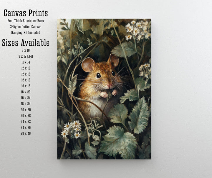 Mouse Among the Nettles Poster Cottagecore Decor Dark Academia Art Enchanted Wildlife Illustration Vintage Nature Wall Art