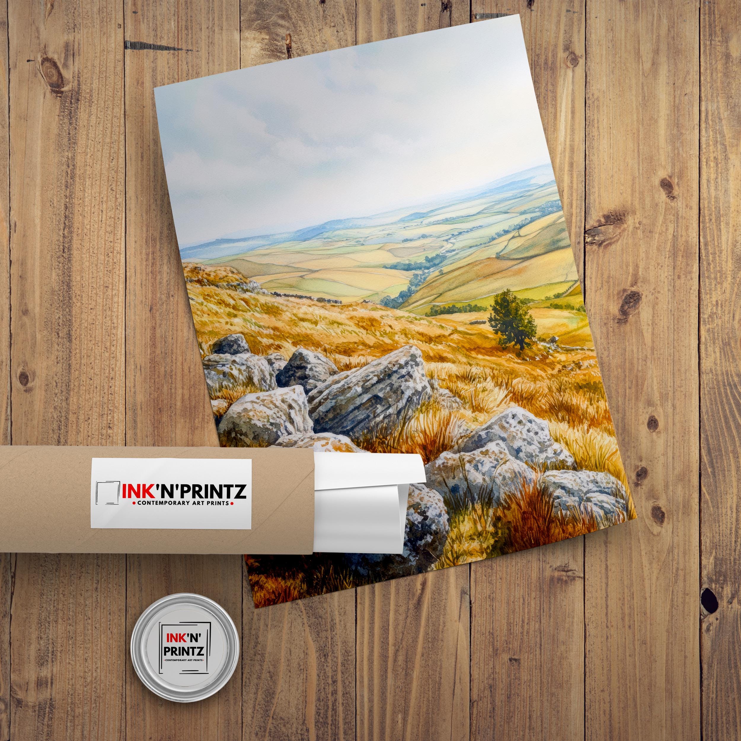 Peak District Travel Poster Print English Countryside Wall Art Scenic Landscape Decor Gift for UK Lovers