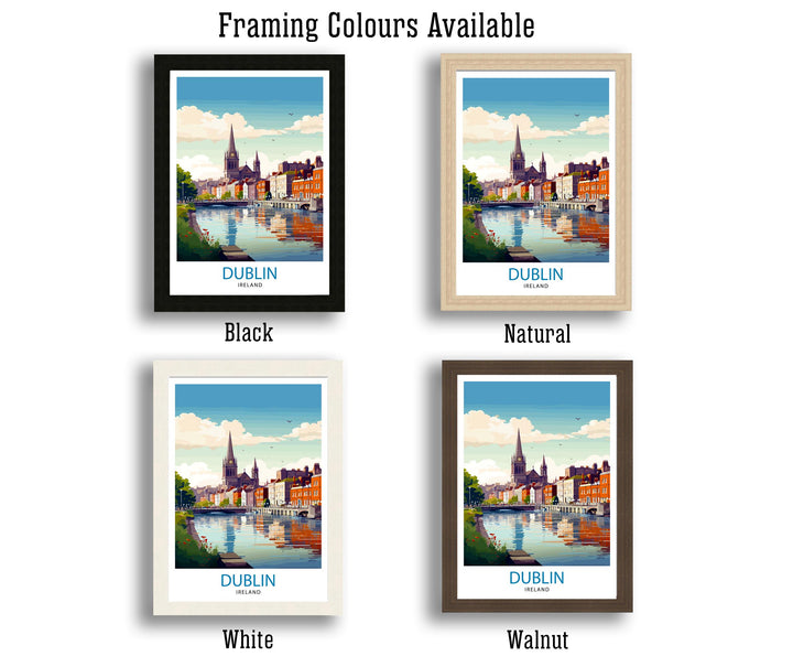 Dublin Ireland Cityscape Print Lively Temple Bar Scene Dublin Wall Art Historic Georgian Doors Illustration Irish Pub Poster Cultural Decor