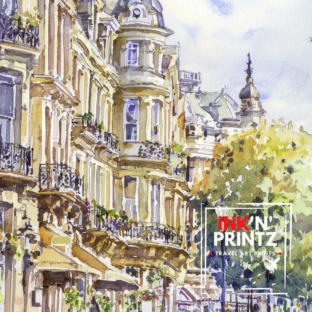 Harrogate Watercolor Painting Yorkshire Town Art Harrogate Print Scenic English Gardens Decor Gift for Wanderlust Lovers