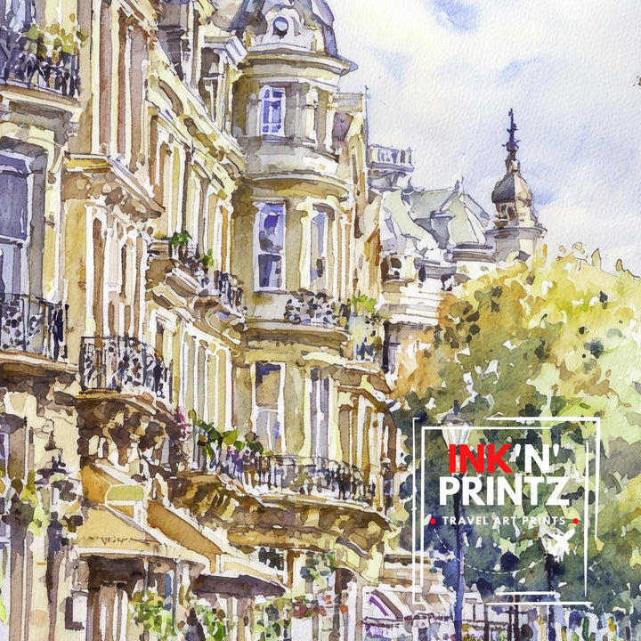 Harrogate Watercolor Painting Yorkshire Town Art Harrogate Print Scenic English Gardens Decor Gift for Wanderlust Lovers