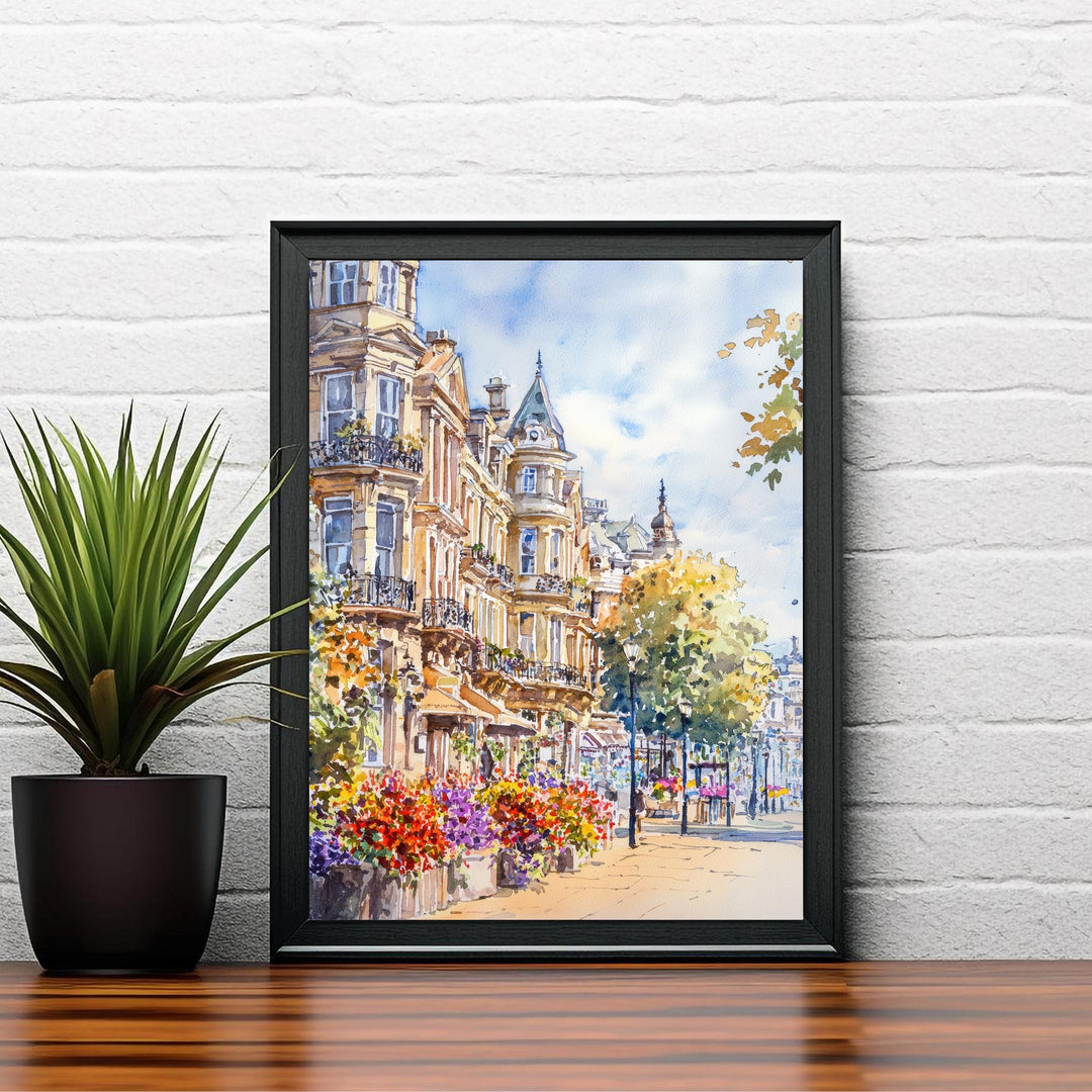Harrogate Watercolor Painting Yorkshire Town Art Harrogate Print Scenic English Gardens Decor Gift for Wanderlust Lovers