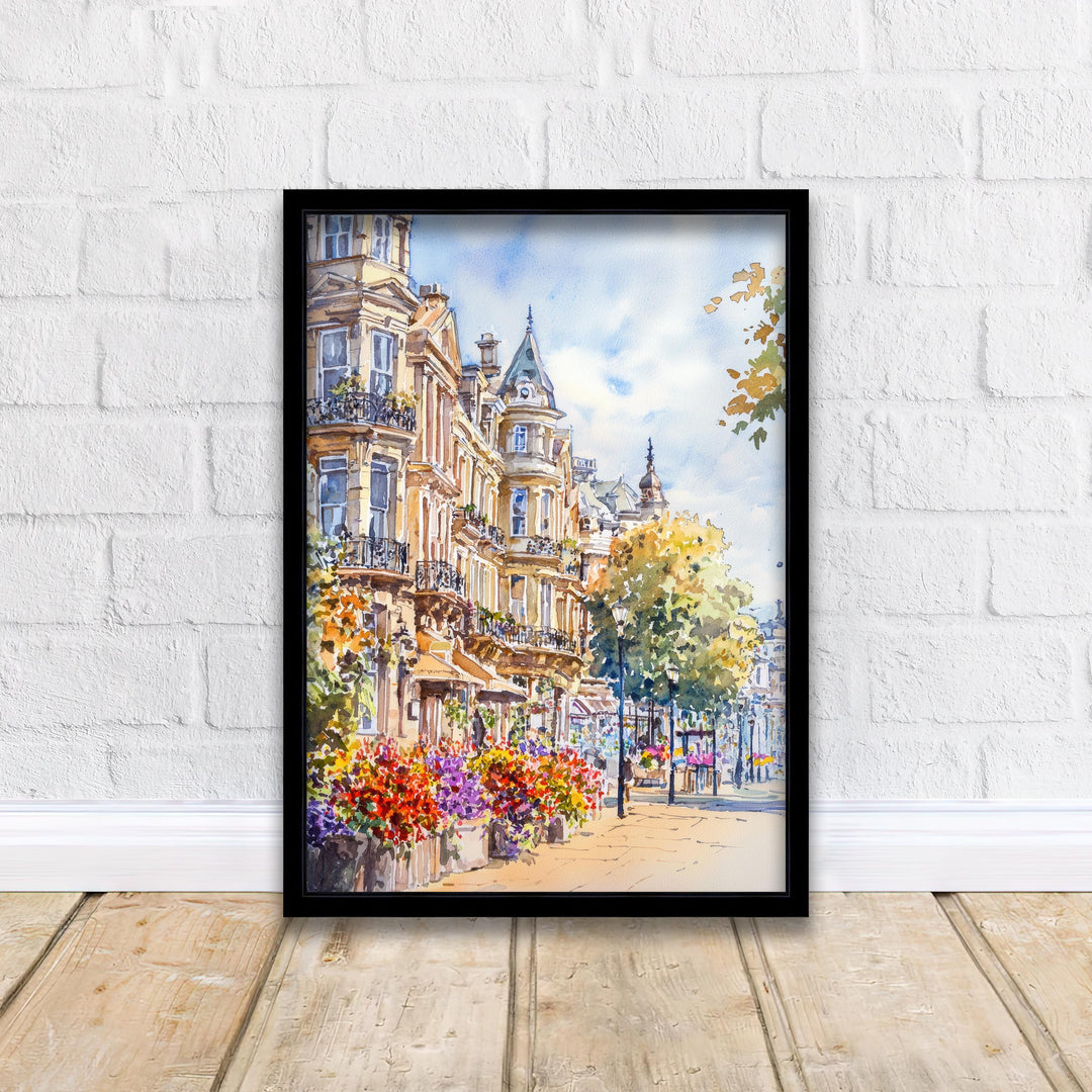 Harrogate Watercolor Painting Yorkshire Town Art Harrogate Print Scenic English Gardens Decor Gift for Wanderlust Lovers