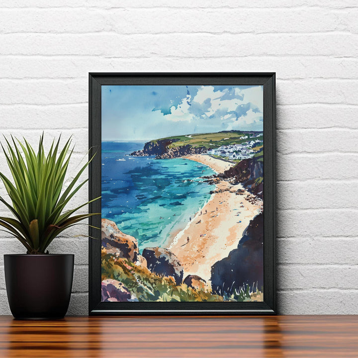 Staithes Watercolor Painting Yorkshire Coast Art Fishing Village Decor Gift for Sea Lovers and Coastal Enthusiasts
