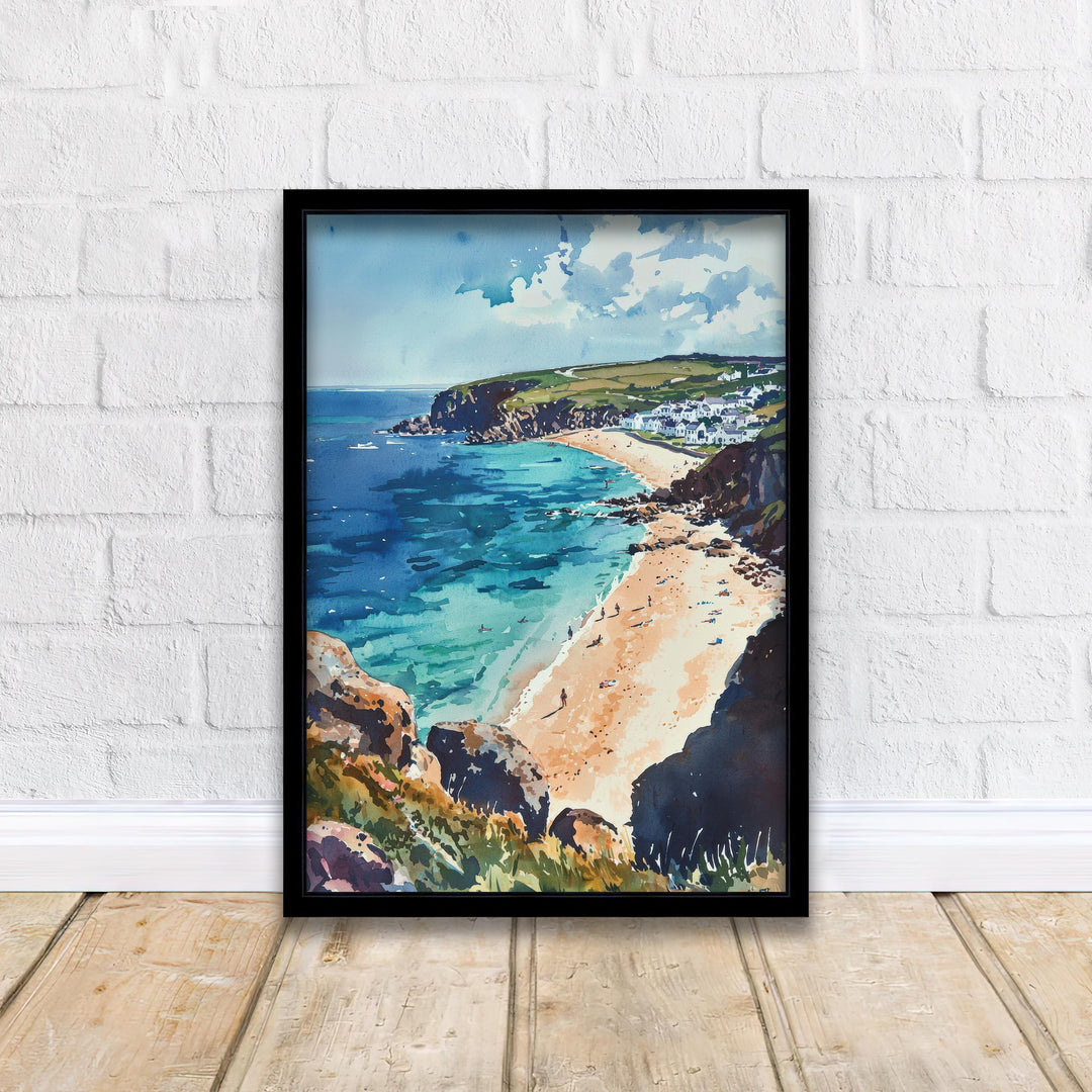 Staithes Watercolor Painting Yorkshire Coast Art Fishing Village Decor Gift for Sea Lovers and Coastal Enthusiasts