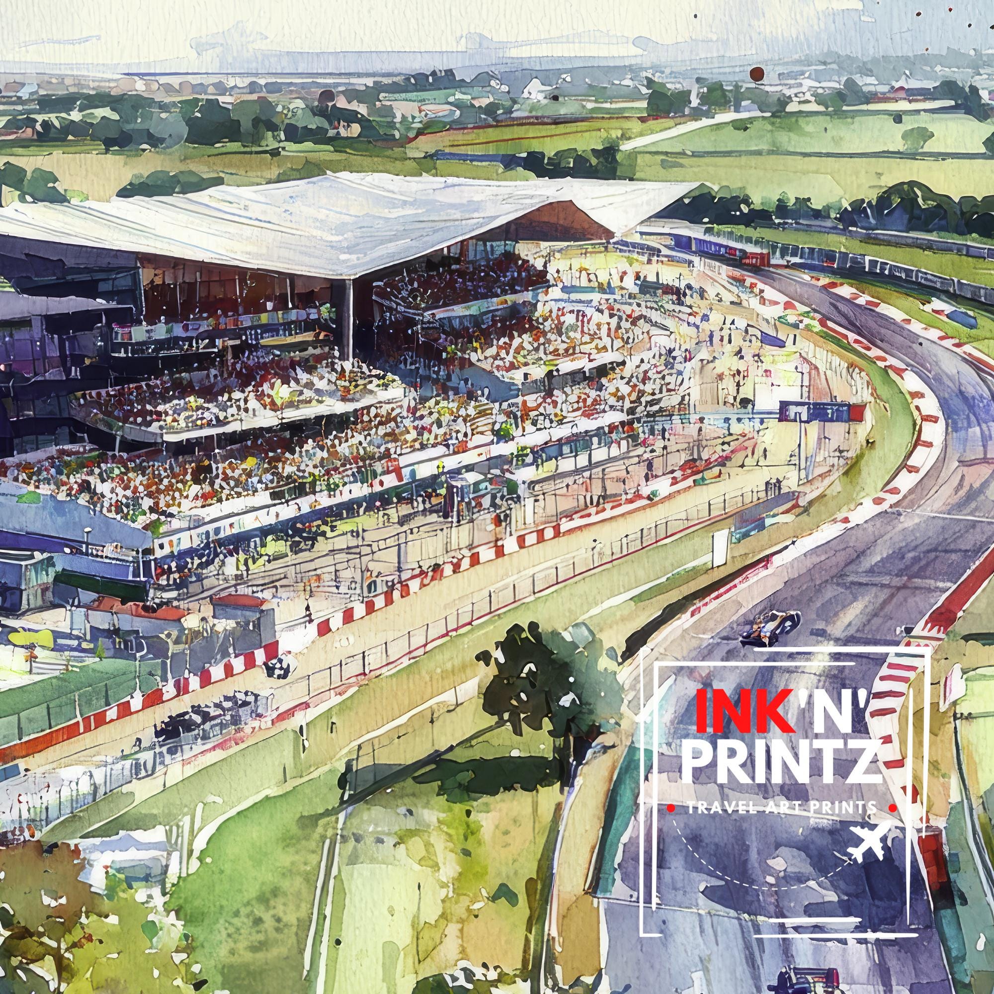 Silverstone Watercolor Painting British Grand Prix Art F1 Racing Print Motorsport Decor Gift for Formula 1 Fans