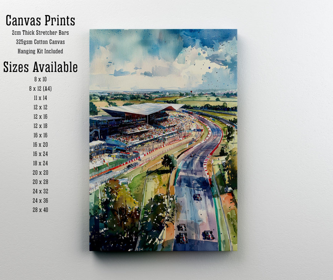 Silverstone Watercolor Painting British Grand Prix Art F1 Racing Print Motorsport Decor Gift for Formula 1 Fans