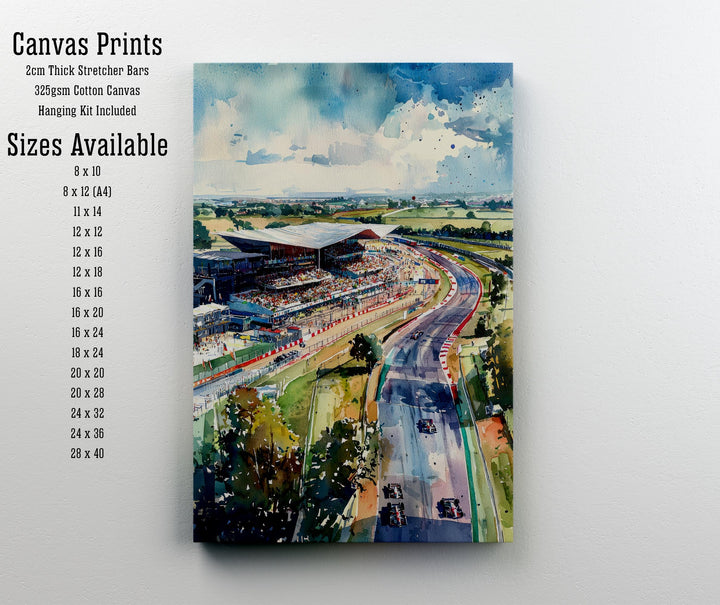 Silverstone Watercolor Painting British Grand Prix Art F1 Racing Print Motorsport Decor Gift for Formula 1 Fans