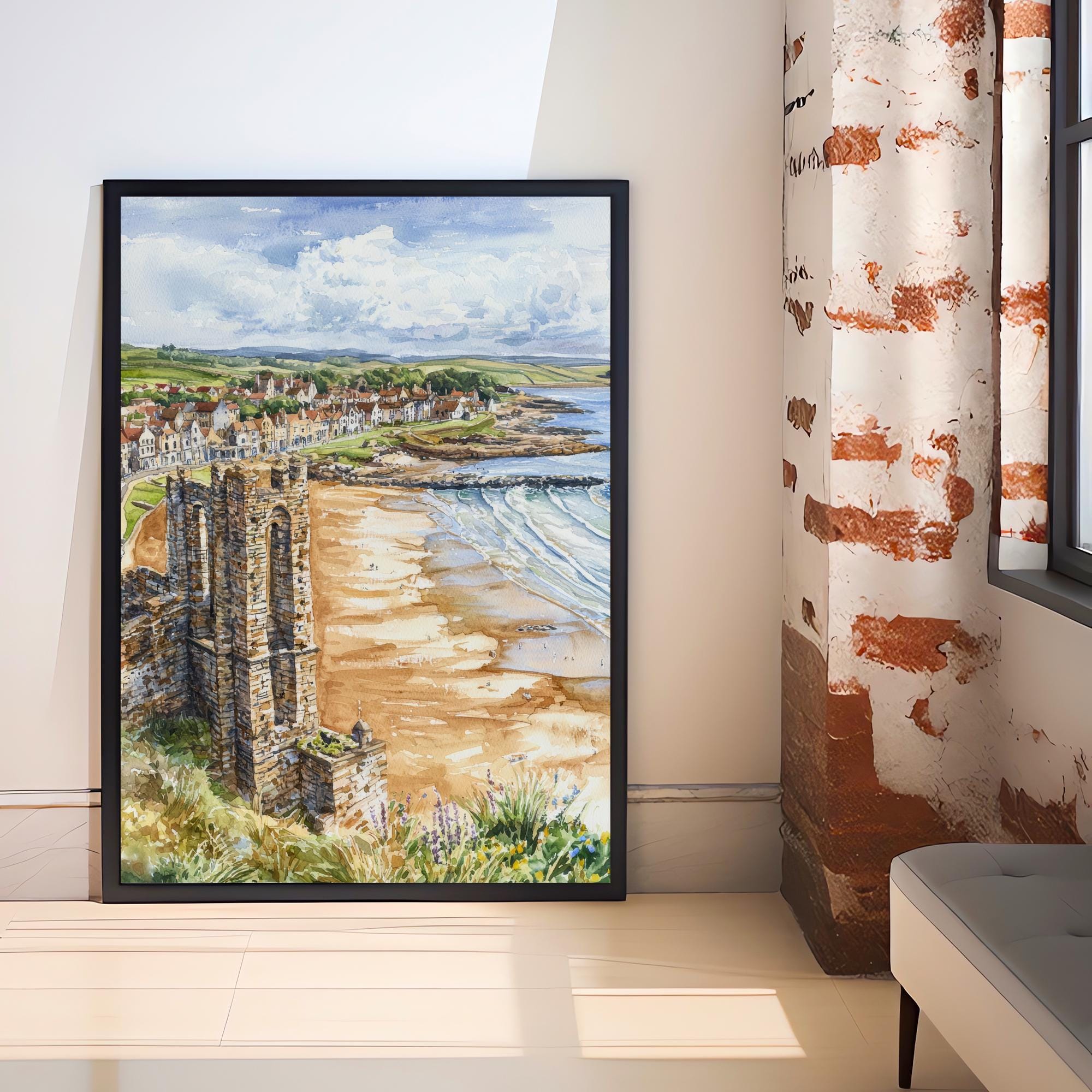 St Andrews Watercolor Painting The Home of Golf Art Scotland Print Old Course Decor Gift for Golfers