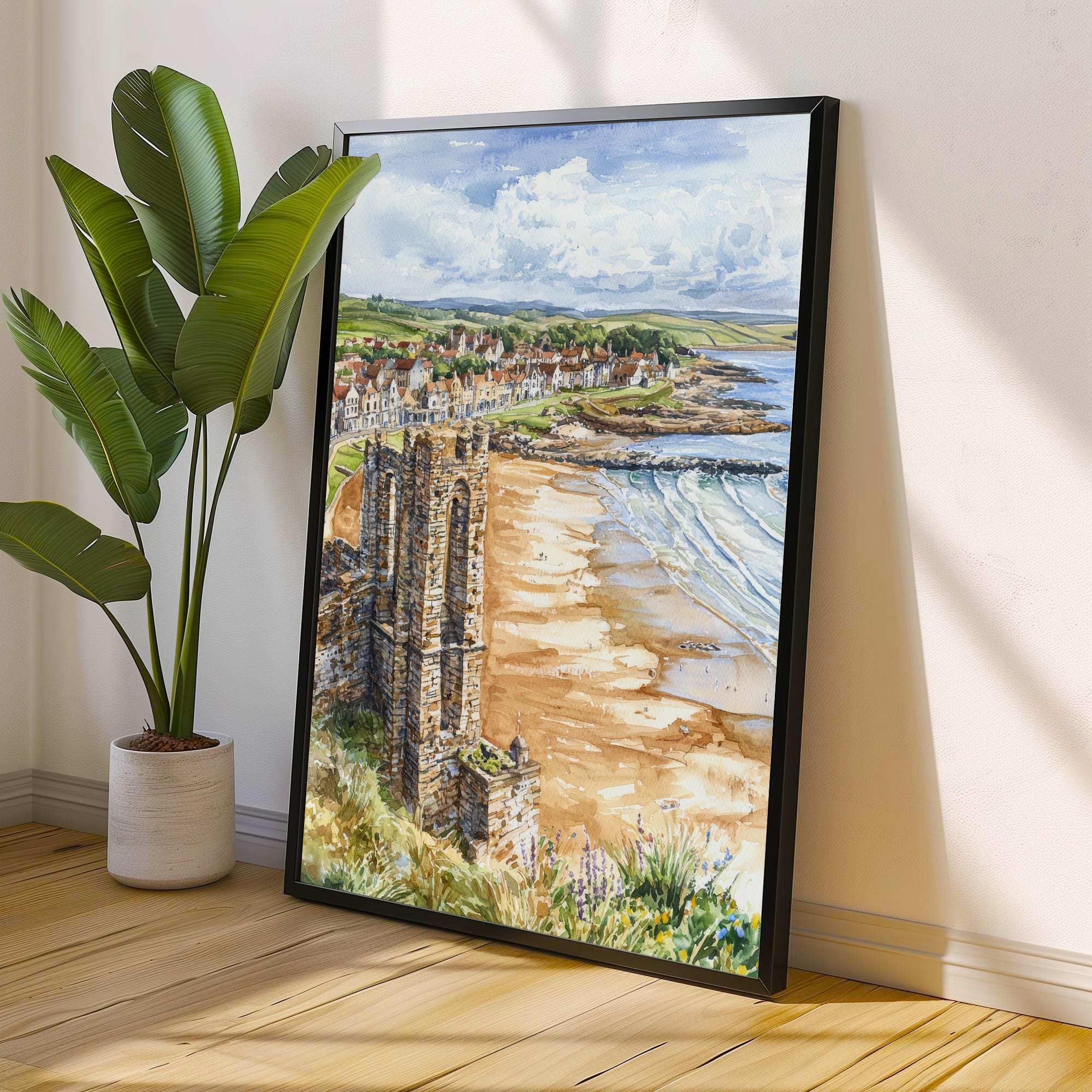 St Andrews Watercolor Painting The Home of Golf Art Scotland Print Old Course Decor Gift for Golfers