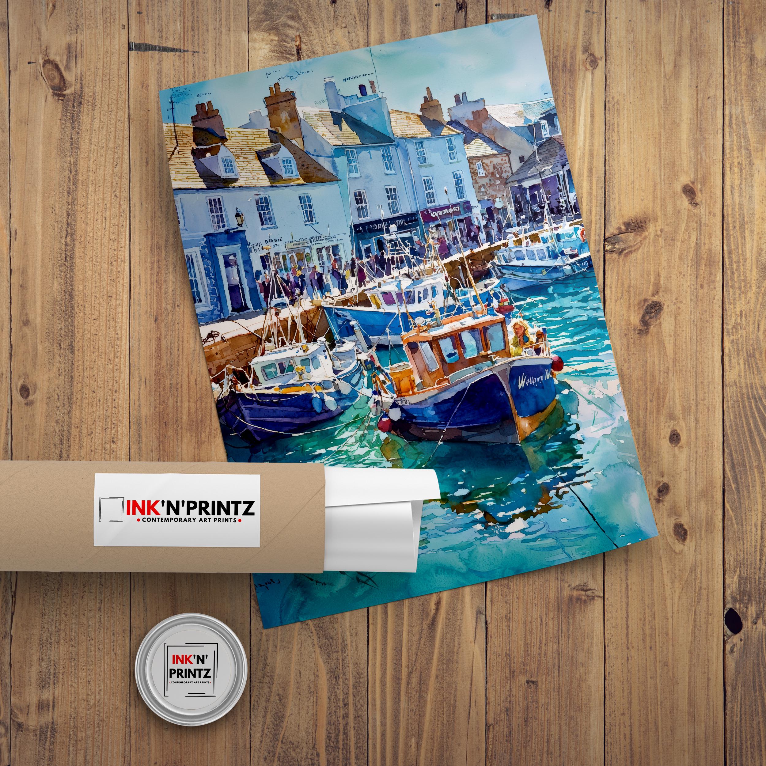 Weymouth Harbour Watercolor Painting Dorset Coast Art England Print Seaside Decor Gift for Sailors