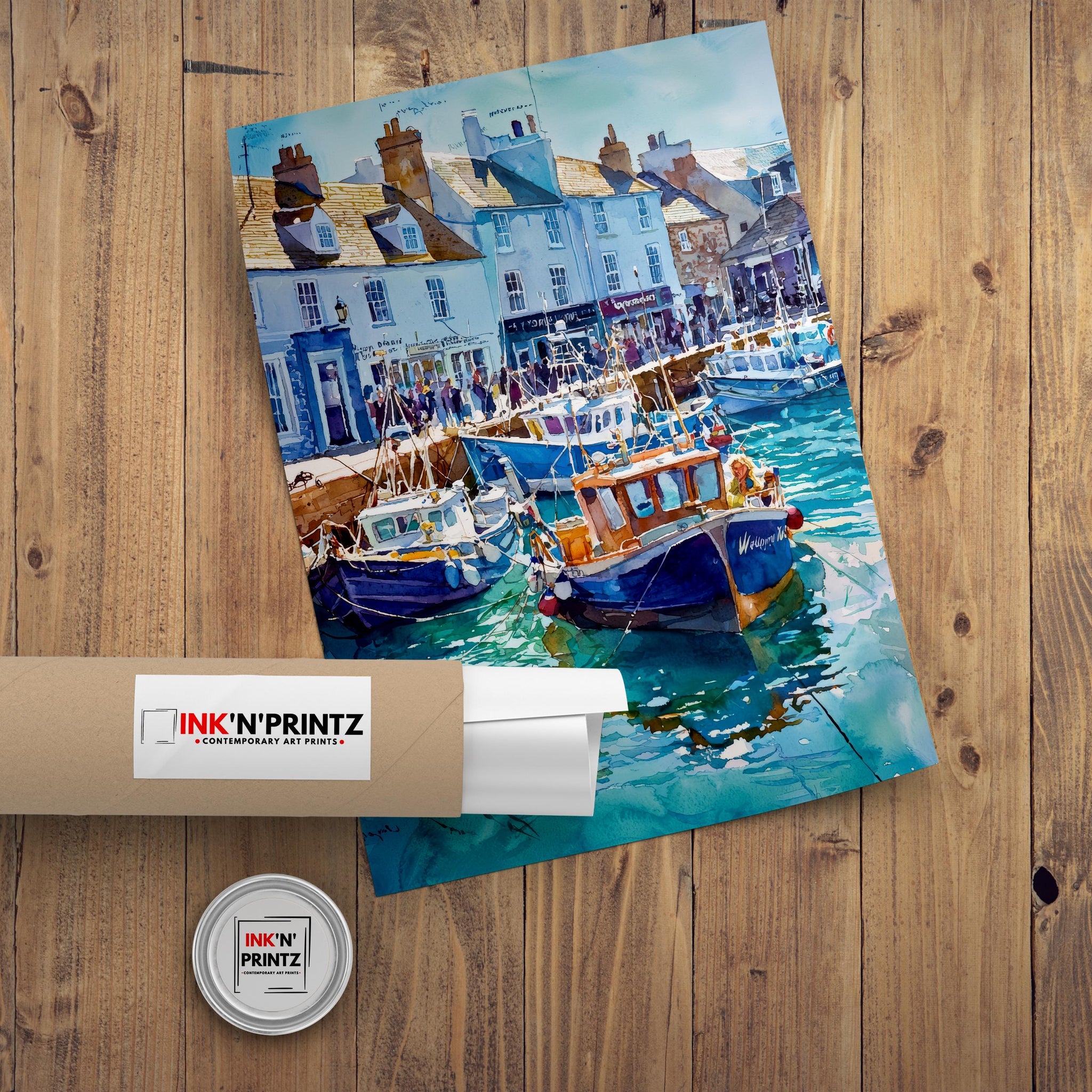 Weymouth Harbour Watercolor Painting Dorset Coast Art England Print Seaside Decor Gift for Sailors