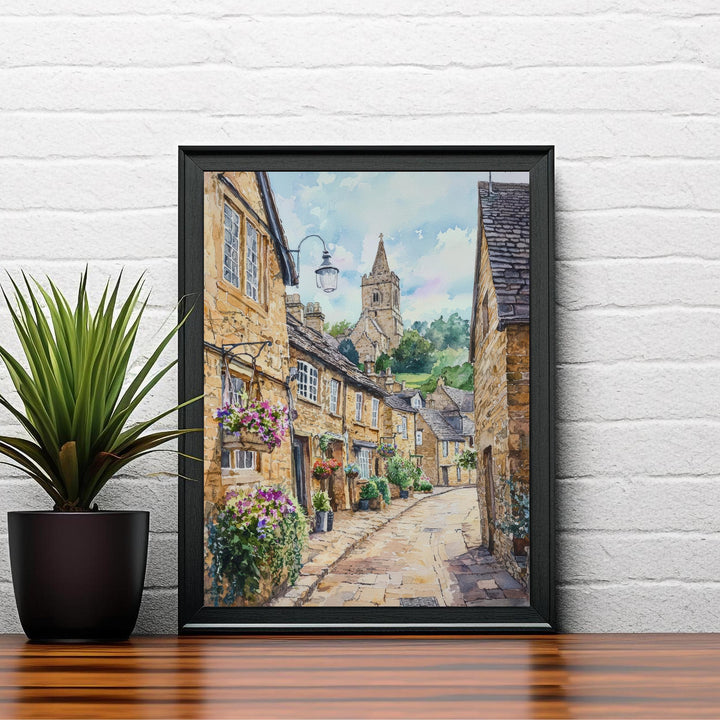 Winchcombe Watercolor Painting Cotswolds Art England Village Decor Gift for Cottagecore Lovers