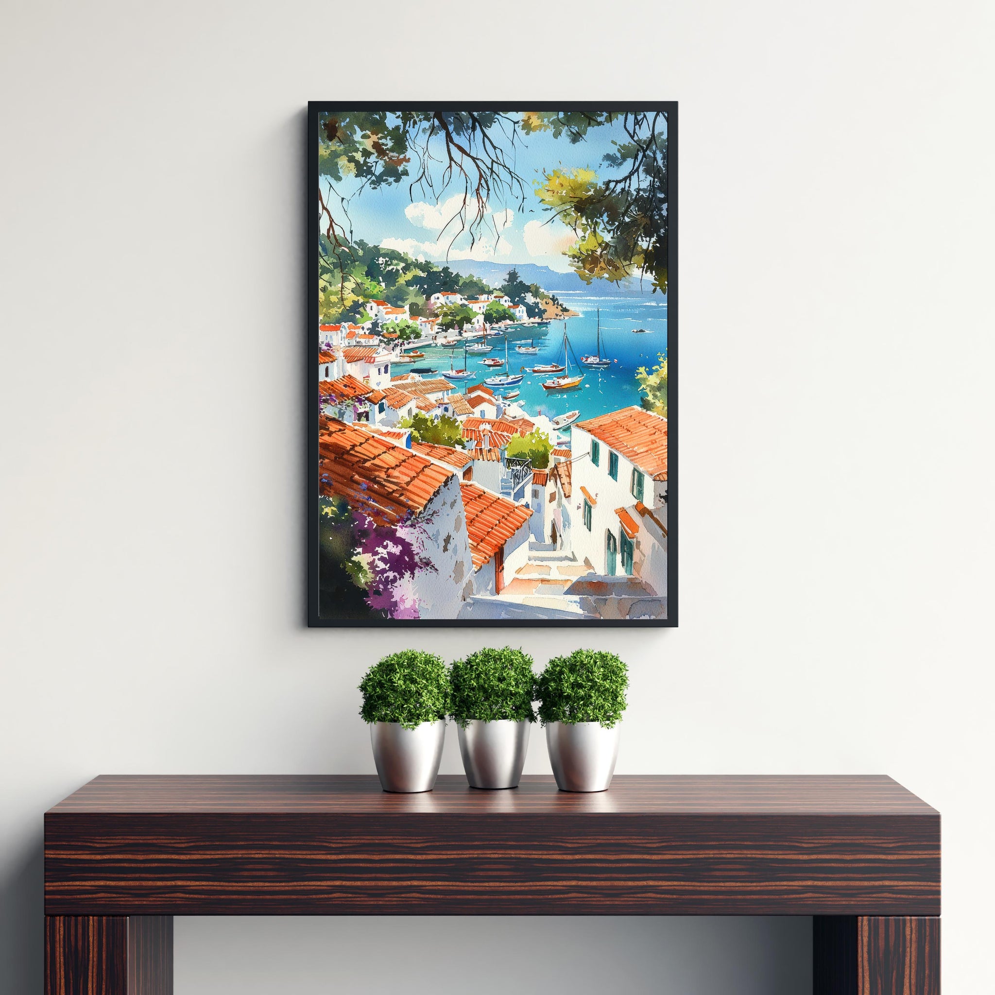 Skiathos Watercolor Painting Greek Island Art Skiathos Print Scenic Aegean Sea Decor Gift for Wanderlust Lovers
