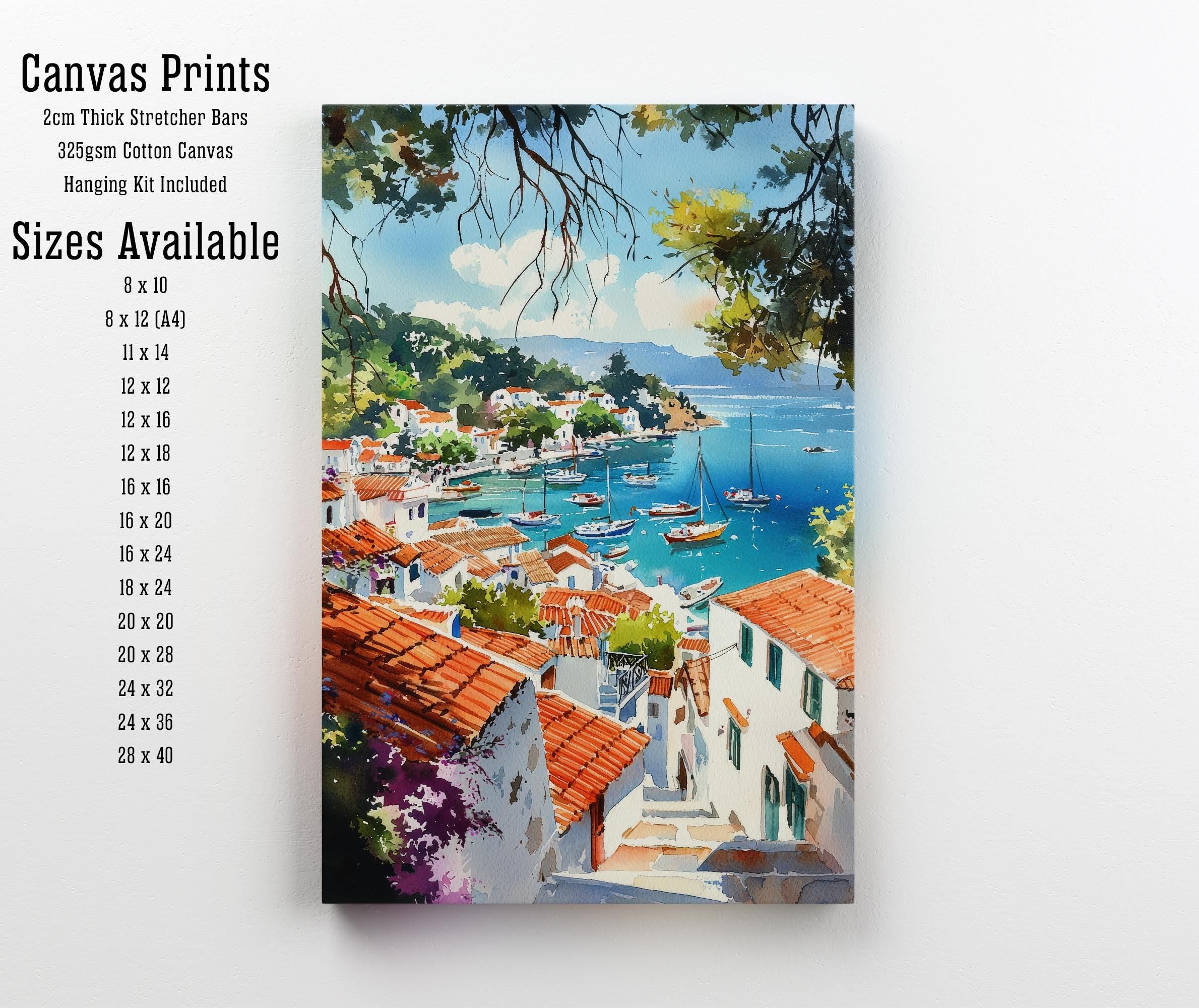 Skiathos Watercolor Painting Greek Island Art Skiathos Print Scenic Aegean Sea Decor Gift for Wanderlust Lovers