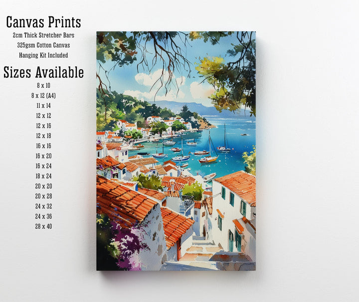 Skiathos Watercolor Painting Greek Island Art Skiathos Print Scenic Aegean Sea Decor Gift for Wanderlust Lovers