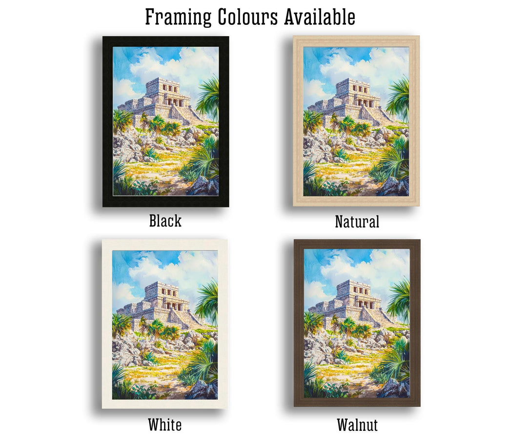 Tulum Mexico Travel Poster Print Mayan Ruins Wall Art Mexican Coastal Decor Scenic Landscape Gift
