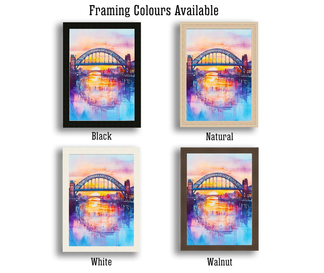 Newcastle Watercolor Painting England Wall Art Tyne Bridge Print British City Decor Travel Gift
