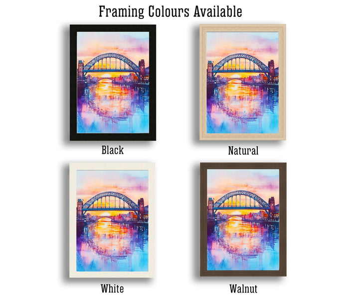 Newcastle Watercolor Painting England Wall Art Tyne Bridge Print British City Decor Travel Gift