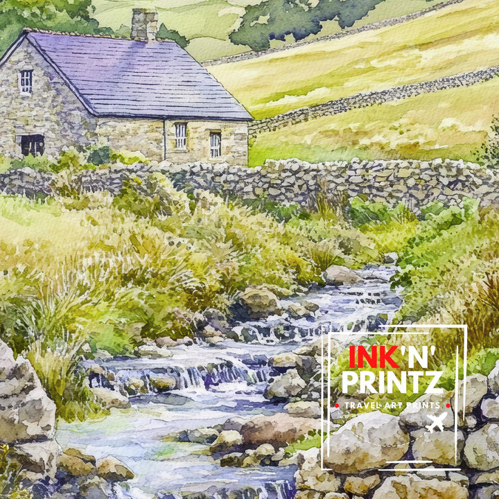 Yorkshire Dales Watercolor Travel Print Wall Decor Wall Art Yorkshire Landscape Wall Hanging Home Décor English Countryside Gift Art Lovers