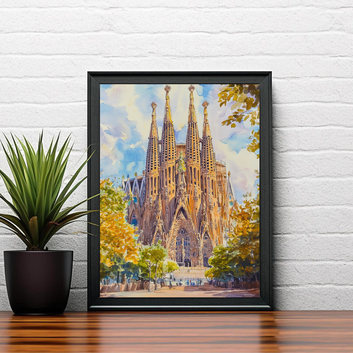 Barcelona Spain Travel Poster Print Catalonia Wall Art Spanish City Decor European Architecture Gift