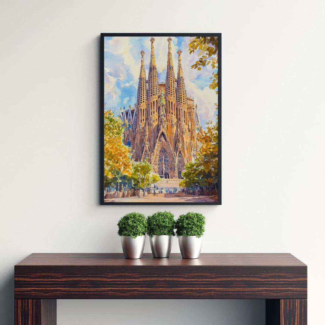 Barcelona Spain Travel Poster Print Catalonia Wall Art Spanish City Decor European Architecture Gift
