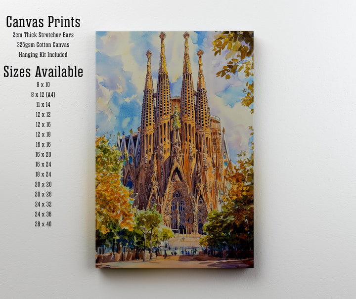 Barcelona Spain Travel Poster Print Catalonia Wall Art Spanish City Decor European Architecture Gift