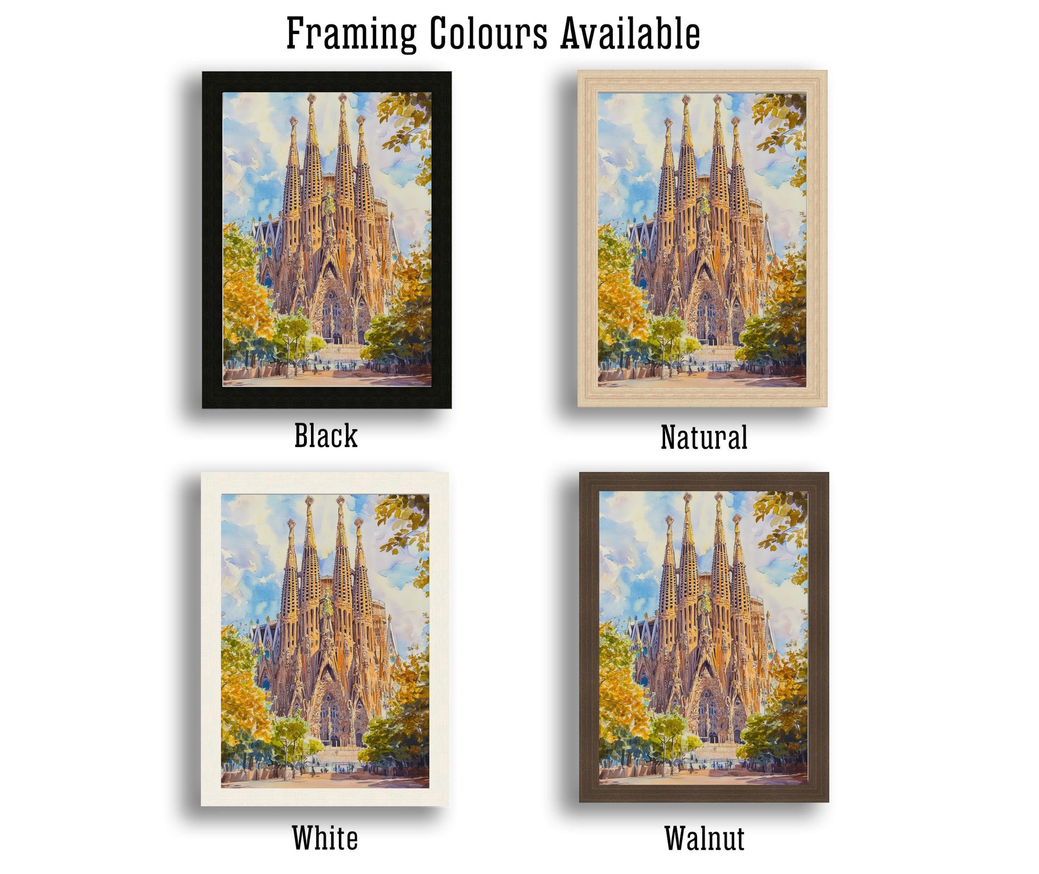 Barcelona Spain Travel Poster Print Catalonia Wall Art Spanish City Decor European Architecture Gift
