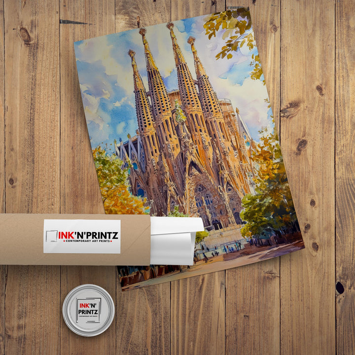 Barcelona Spain Travel Poster Print Catalonia Wall Art Spanish City Decor European Architecture Gift