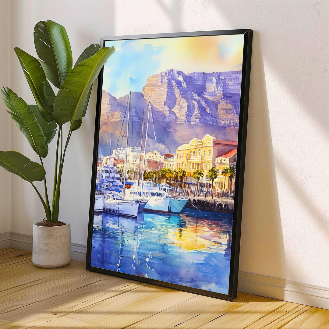 Cape Town South Africa Travel Poster Print Table Mountain Wall Art Scenic Coastal City Decor Gift for Africa Lovers and Landscape