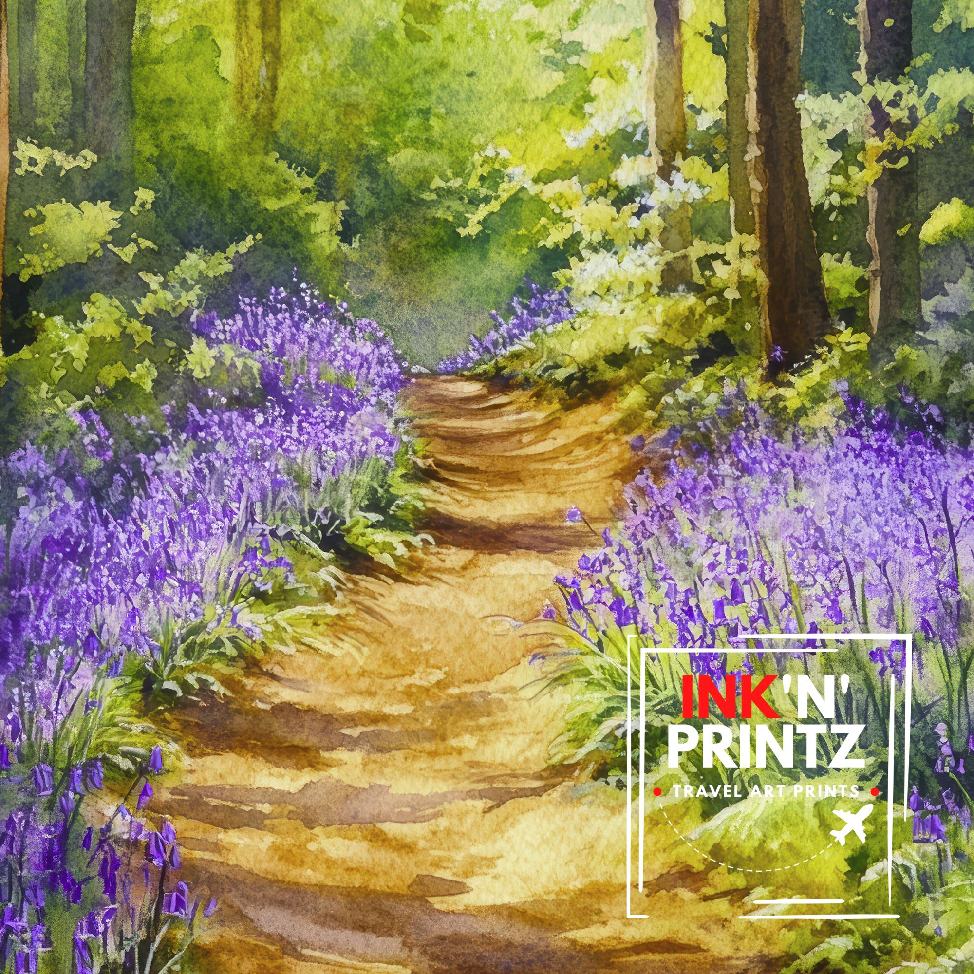 Forest of Dean England Travel Poster Print Gloucestershire Wall Art Countryside Decor Gift for UK Nature Lovers and Woodland Landscape Fans
