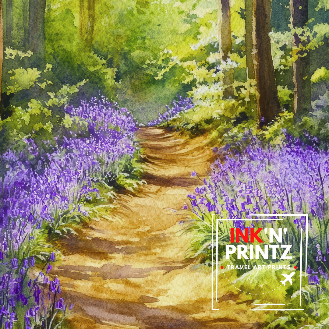 Forest of Dean England Travel Poster Print Gloucestershire Wall Art Countryside Decor Gift for UK Nature Lovers and Woodland Landscape Fans
