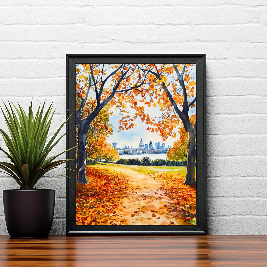 Greenwich Park London Travel Poster Print England Wall Art Royal Observatory Decor Gift for UK City Lovers and Historic Landmark Enthusiasts