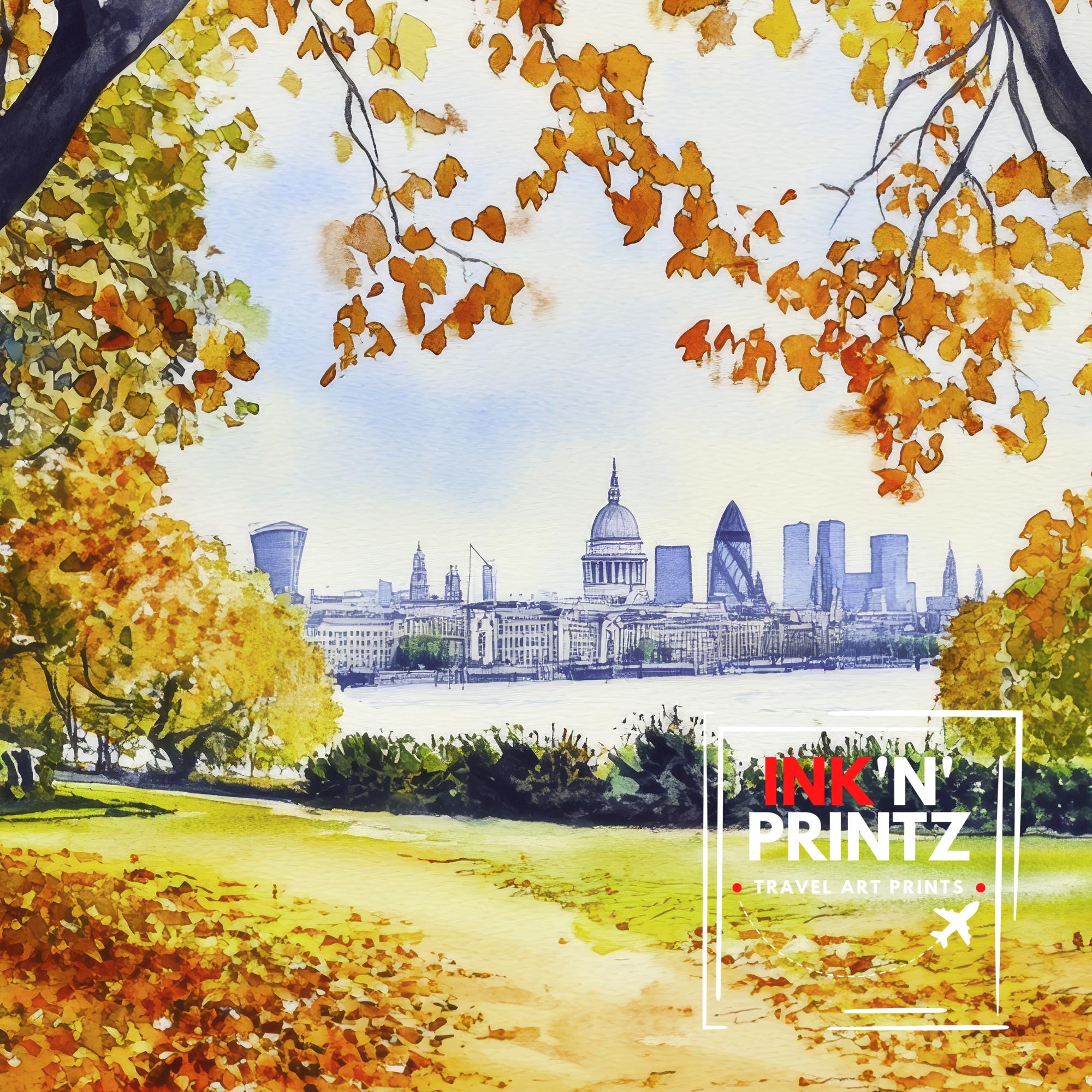 Greenwich Park London Travel Poster Print England Wall Art Royal Observatory Decor Gift for UK City Lovers and Historic Landmark Enthusiasts