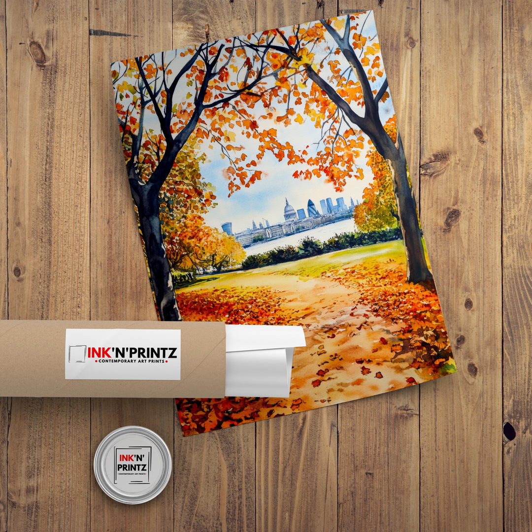 Greenwich Park London Travel Poster Print England Wall Art Royal Observatory Decor Gift for UK City Lovers and Historic Landmark Enthusiasts