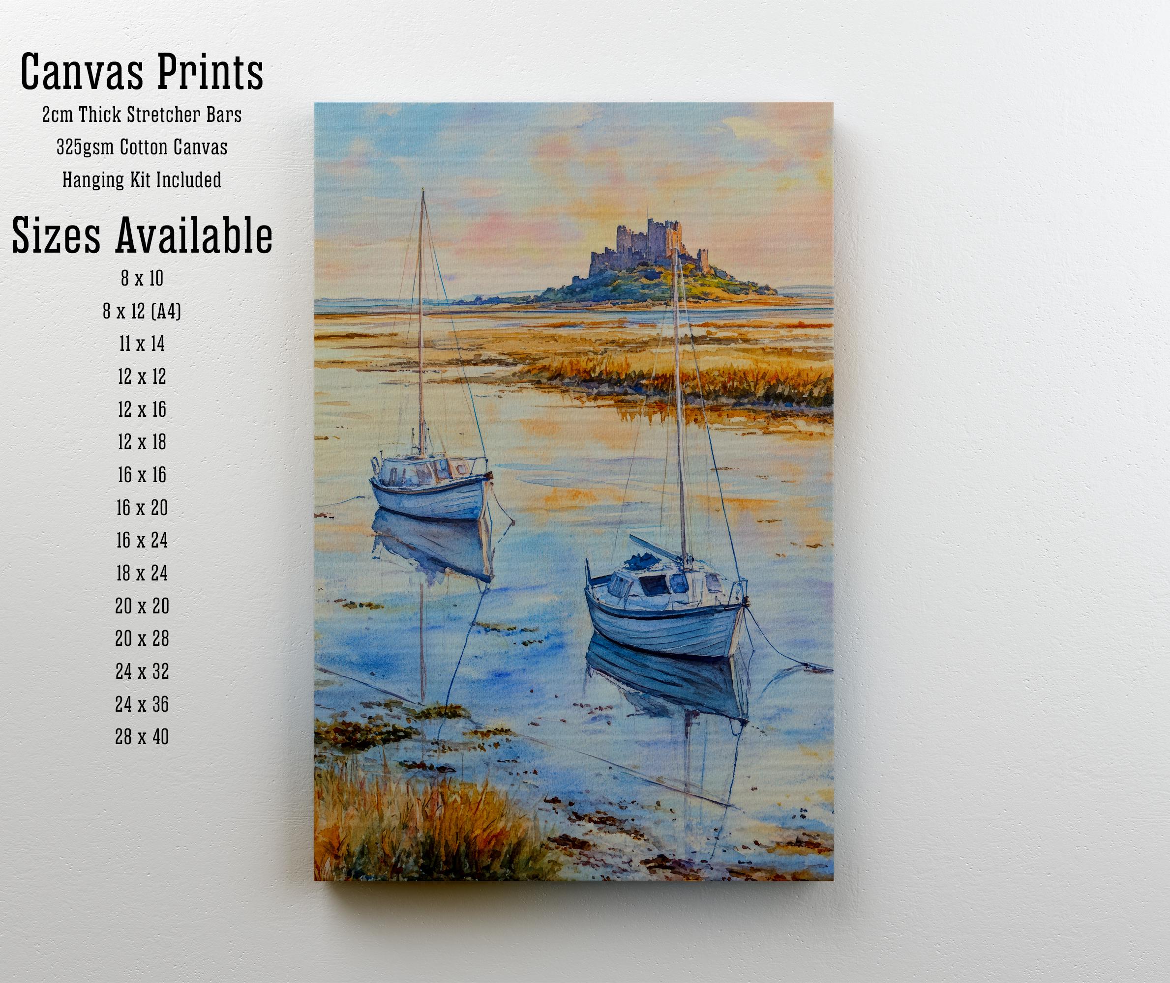 Holy Island Lindisfarne England Travel Poster Print Northumberland Wall Art Coastal Decor Gift for UK History Lovers and Scenic Landscape