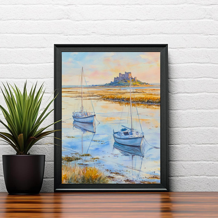 Holy Island Lindisfarne England Travel Poster Print Northumberland Wall Art Coastal Decor Gift for UK History Lovers and Scenic Landscape