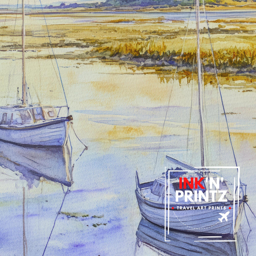 Holy Island Lindisfarne England Travel Poster Print Northumberland Wall Art Coastal Decor Gift for UK History Lovers and Scenic Landscape