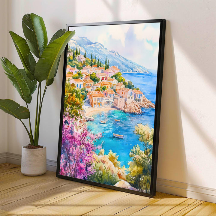 Kefalonia Greece Travel Poster Print Ionian Island Wall Art Mediterranean Coastal Decor Gift for Europe Lovers and Greek Landscape