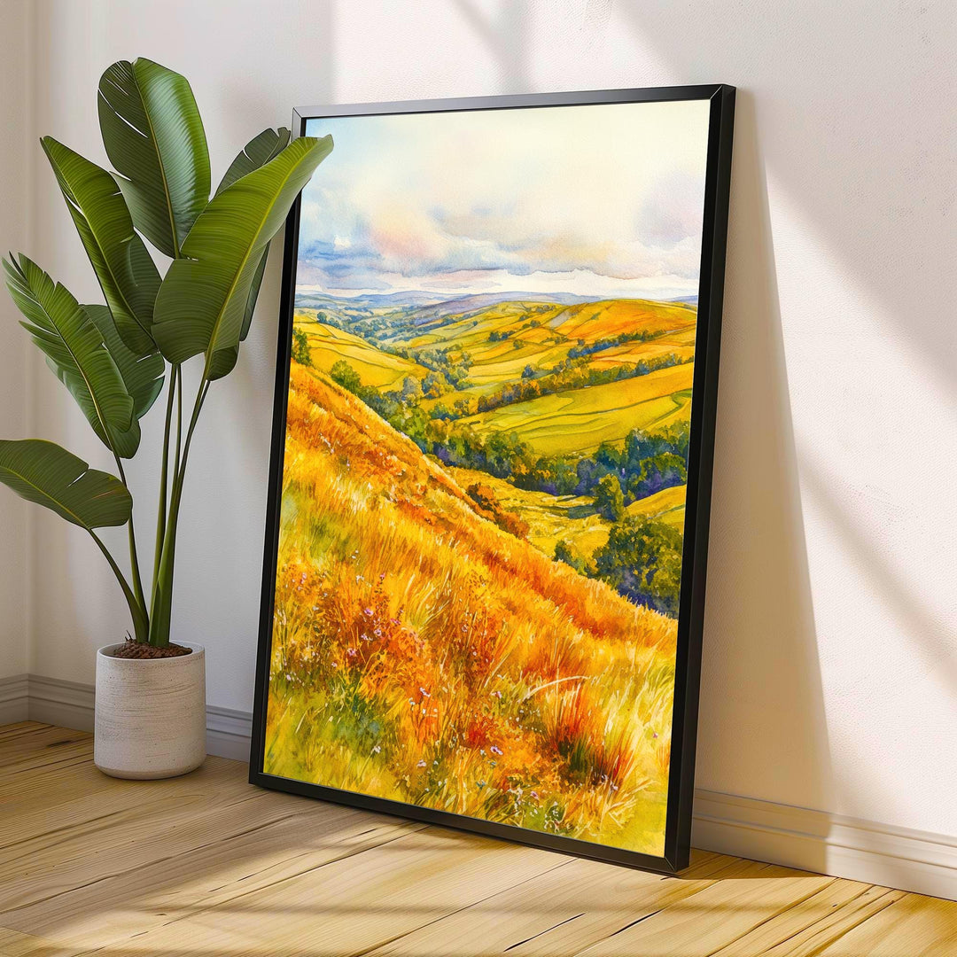 Long Mynd Shropshire England Travel Poster Print Countryside Wall Art Scenic Landscape Decor Gift for UK Nature Lovers and Walking