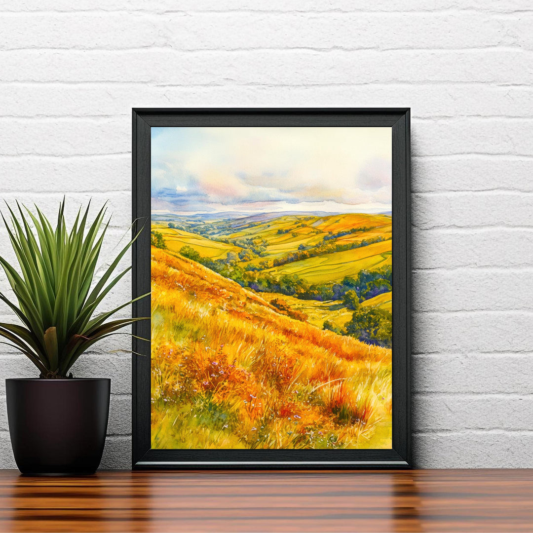Long Mynd Shropshire England Travel Poster Print Countryside Wall Art Scenic Landscape Decor Gift for UK Nature Lovers and Walking