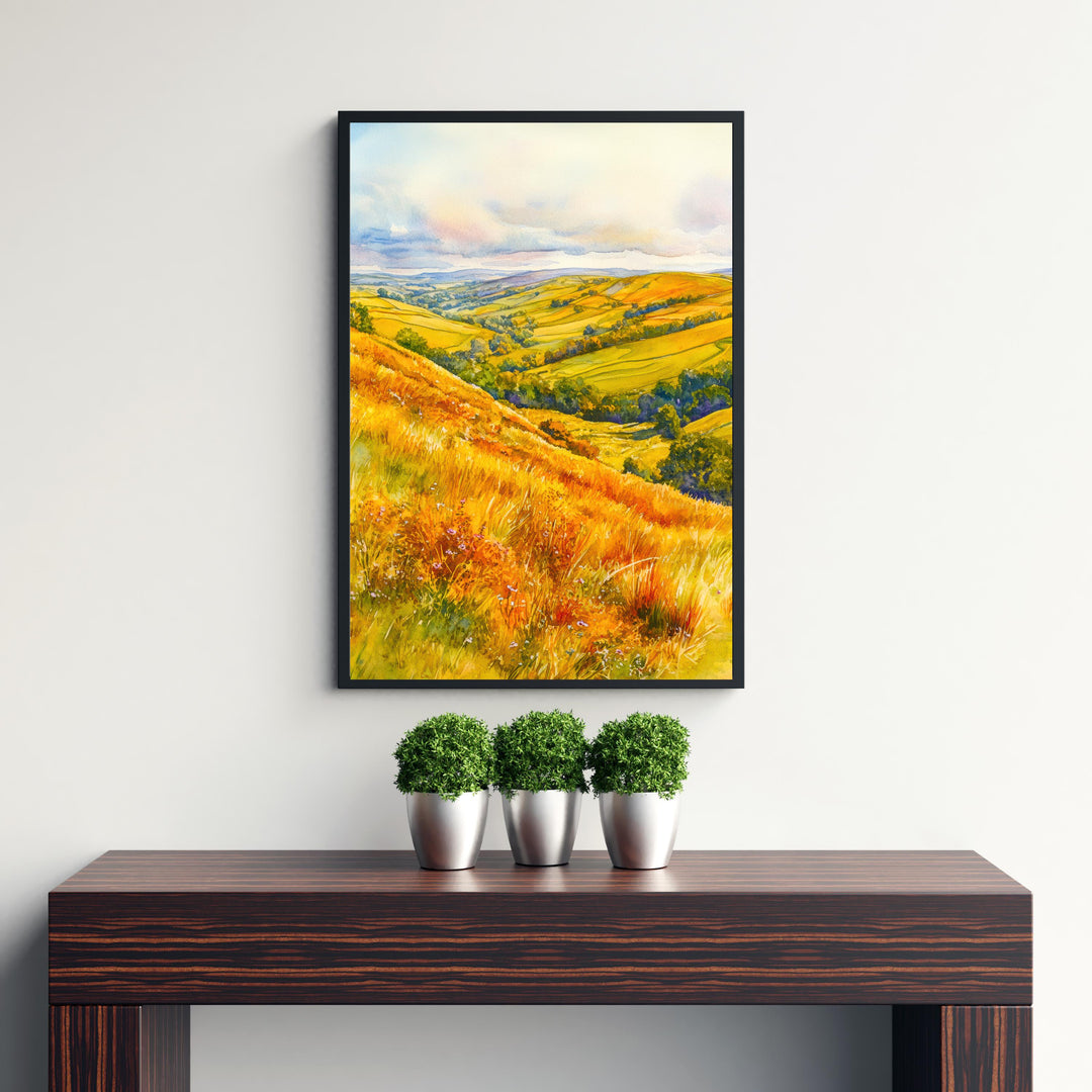 Long Mynd Shropshire England Travel Poster Print Countryside Wall Art Scenic Landscape Decor Gift for UK Nature Lovers and Walking