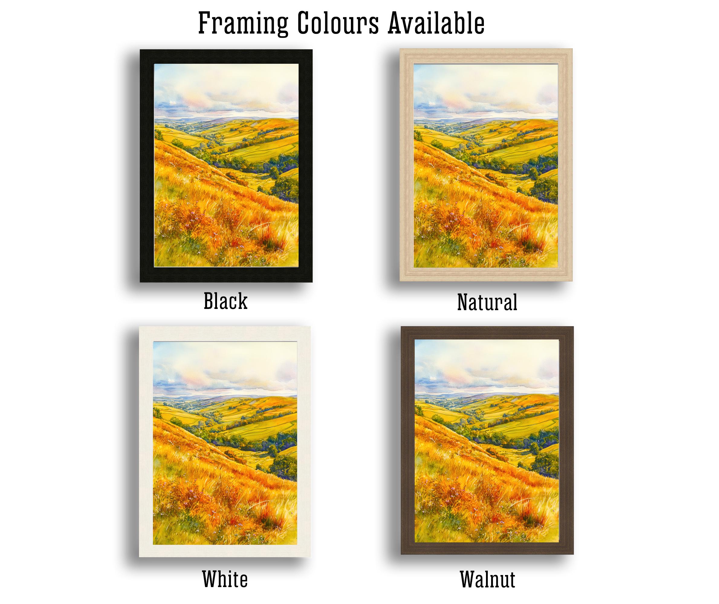 Long Mynd Shropshire England Travel Poster Print Countryside Wall Art Scenic Landscape Decor Gift for UK Nature Lovers and Walking