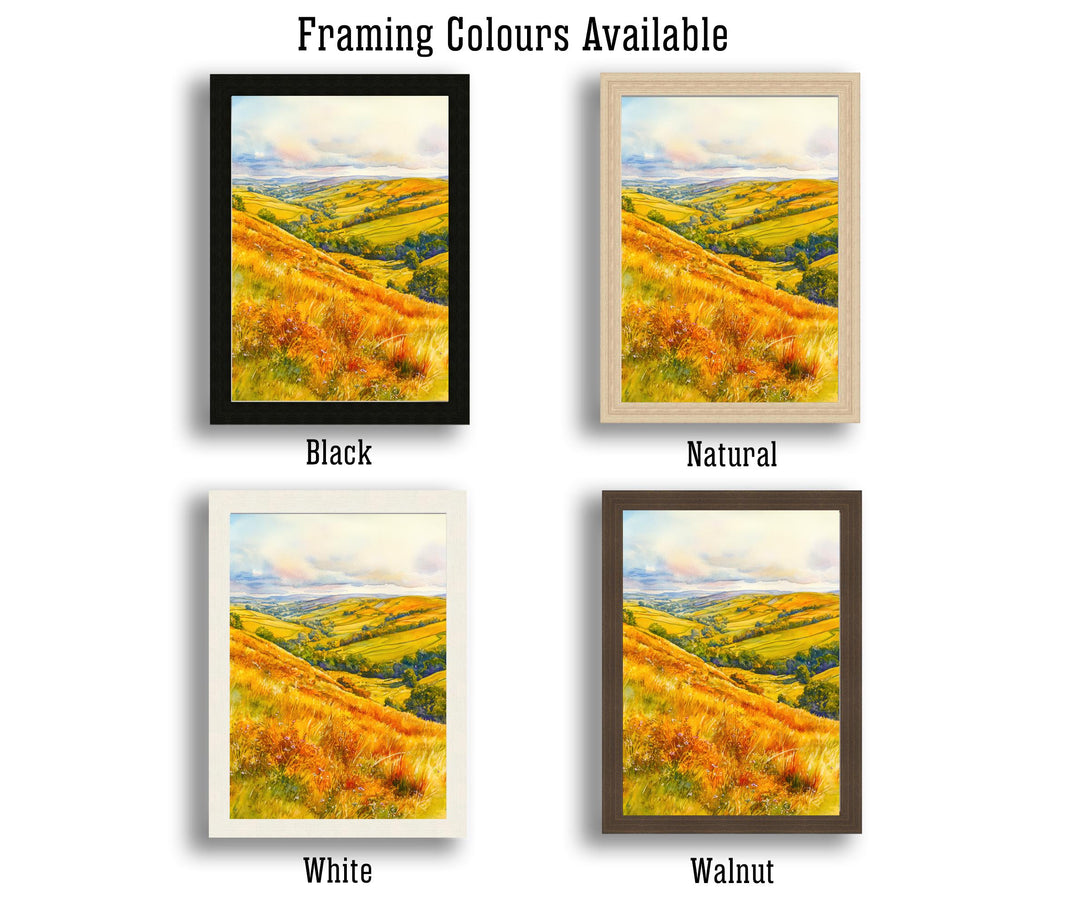 Long Mynd Shropshire England Travel Poster Print Countryside Wall Art Scenic Landscape Decor Gift for UK Nature Lovers and Walking