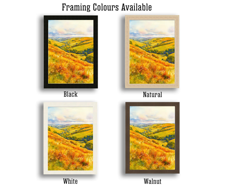 Long Mynd Shropshire England Travel Poster Print Countryside Wall Art Scenic Landscape Decor Gift for UK Nature Lovers and Walking