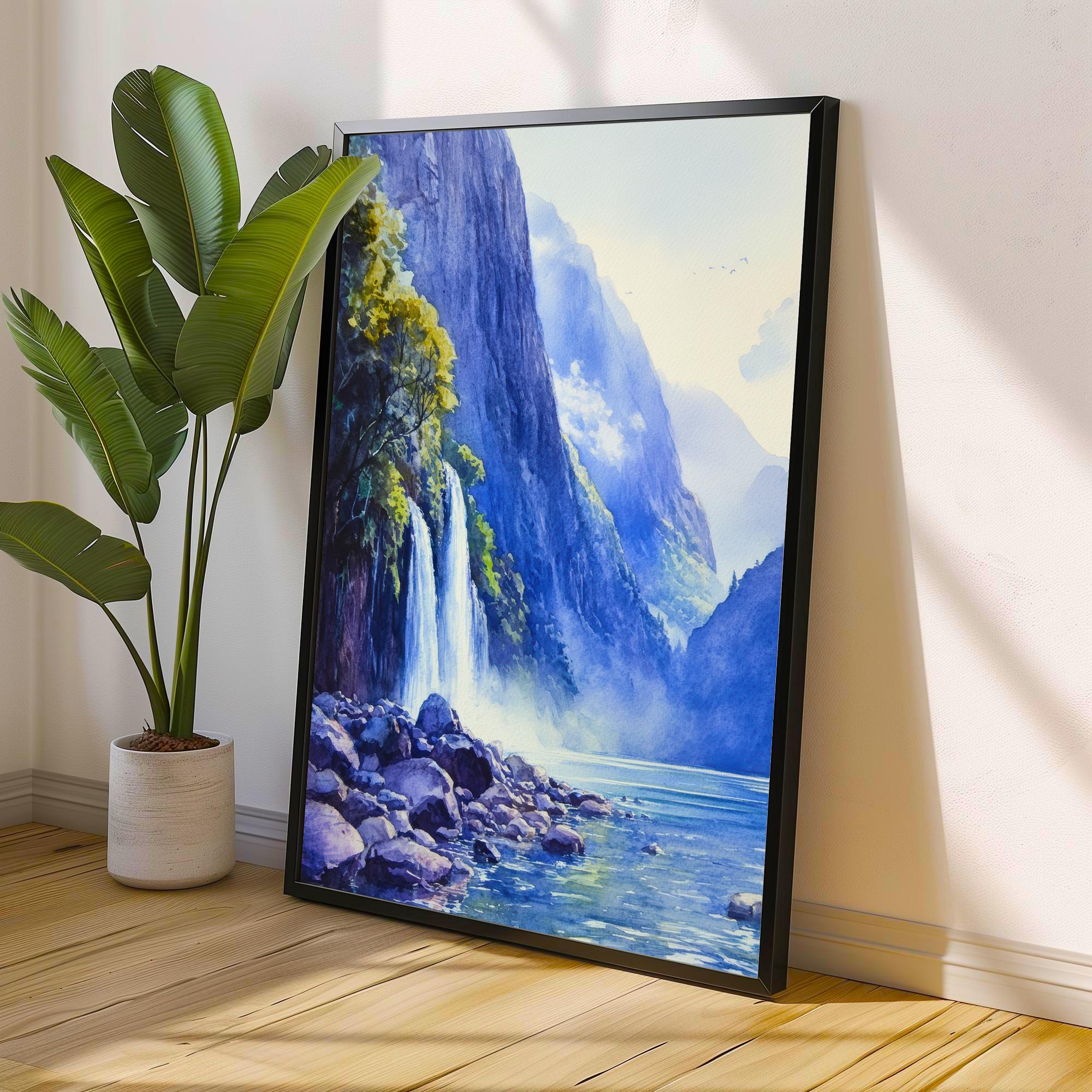 Milford Sound New Zealand Travel Poster Print Fiordland Wall Art Scenic Coastal Landscape Decor Gift for Nature Lovers and Adventure