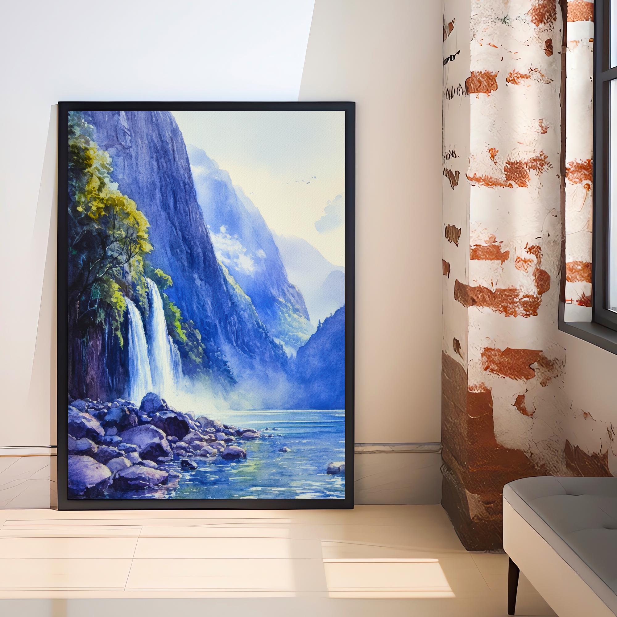 Milford Sound New Zealand Travel Poster Print Fiordland Wall Art Scenic Coastal Landscape Decor Gift for Nature Lovers and Adventure